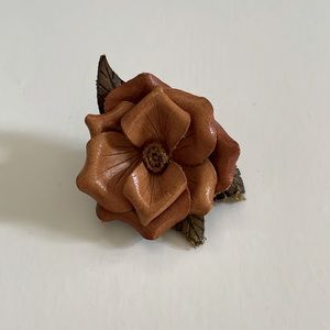 Leather Flower Brooch